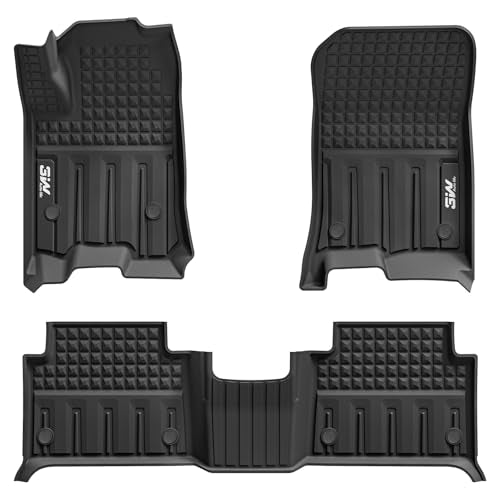 3W Floor Mats for Chevrolet Chevy Colorado-GMC Canyon Crew Cab 2023-2025 2026, All Weather TPE Custom Fit Floor Mats for Cars, 1st and 2nd Row Car Flo