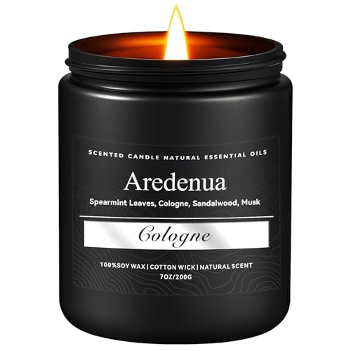Cologne Candle | Masculine Candles - Manly Scented Candles for Men, Aromatherapy Gifts for Him - 7oz Soy Candles, 50 Hours Burn Time, Clean & Fresh Sc