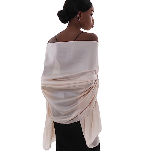 Womens Scarf Pashmina Shawls and Wraps for Evening Dresses Like Chiffon Silk Scarf for Bridal Wedding Champagne