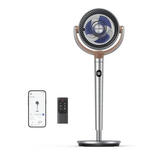 Dreo Standing Fan, 120°+120° Smart Oscillating Floor Fans with Wi-Fi-Voice Control, 85 ft Fan For Bedroom, DC Motor Quiet Fans, Adjustable Height, 8