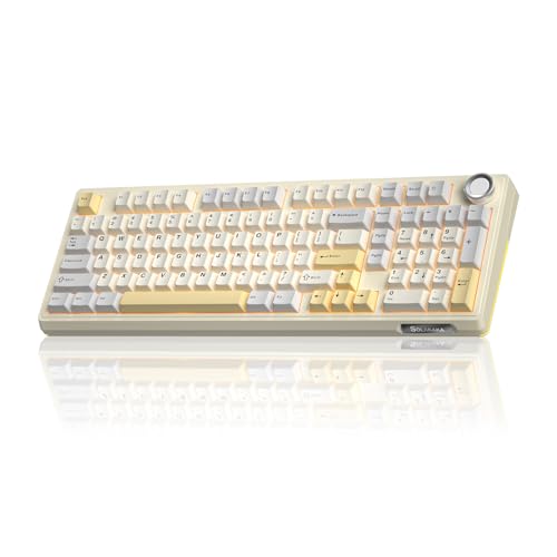 SOLAKAKA KI99 Pro 96% Wireless Mechanical Keyboard, RGB Gaming Keyboard, Hot-Swappable Pre-Lubed Switches, Gasket Structure Creamy Keyboards (Beige-Wh