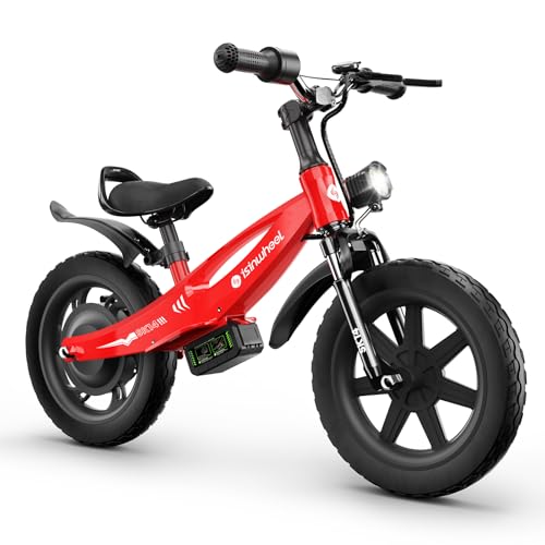 isinwheel 2-in-1 Electric Bike for Kids Ages 2-6, 250W-150W Electric Balance Bike with Swappable Battery, 14-12 inch Inflatable Tire and Adjustable Se