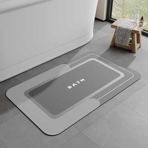 MontVoo Bathroom Mat Bath Mats for Bathroom Non Slip Absorbent Bathroom Rug Rectangle Bath Mat Quick Dry Washroom Mat Washable Shower Bathtub Sink Gre
