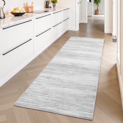 PADOOR Modern Abstract Runner Rug - 2.6x8 Washable Hallway Rugs, Ultra Soft Non-Slip Low Pile Floor Rugs for Hallway Entryway Kitchen Bedroom Bedside