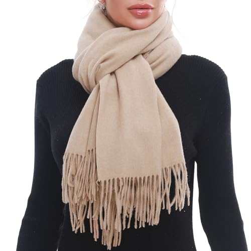 SWAT PANY Scarf for Woman Winter Warm Scarves Pashmina Shawls and Wraps Oversized Scarf Beige