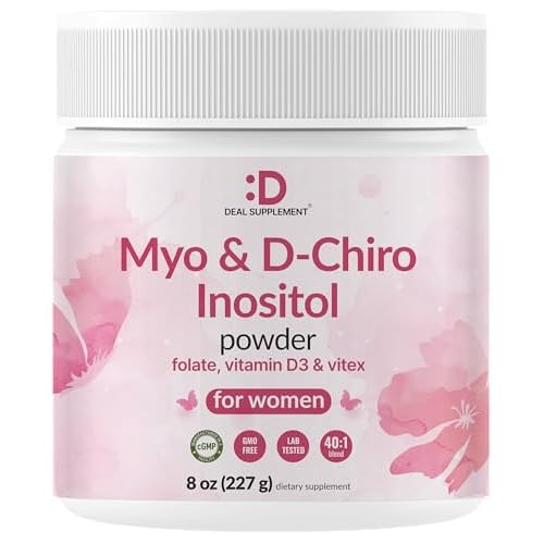 Myo-Inositol & D-Chiro Inositol Supplement Powder for Women | 40:1 Ratio with Methylfolate, Vitamin D3 & Vitex | Supports Hormonal Balance & Ovarian H