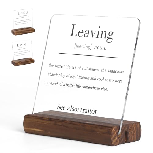 ONEDONE Decorative Sign - Retirement Gifts for Women & Men - Funny Going Away Gift for Coworker - Acrylic & Pine Wood Base - 5" x 5" Square - Rustic S