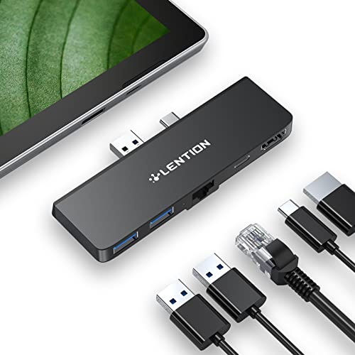 LENTION Surface Pro 7 USB C Hub Docking Station,5-in-1 Surface Pro 7 Hub,4K@60Hz USB-C to HDMI Hub,USB C to Gigabit Ethernet Hub,2 USB 3.0 Hub,PD 60W