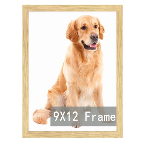 RUN HELIX 9x12 Picture Frame Oak for Wall Hanging or Tabletop- Wall Mounting Horizontally or Vertically, 9x12 Wall Gallery Poster Photo Frame for 12 b