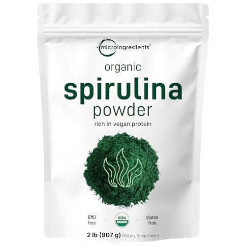 Organic Spirulina Powder, 2lbs | Raw Blue Green Algae | Superfood Rich in Vegan Protein, Antioxidants, Vitamins, & Minerals | Natural Source of Chloro