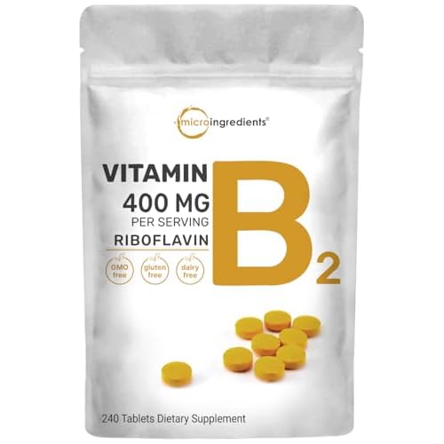 Micro Ingredients Riboflavin Vitamin B2, 400mg Per Serving, 240 Mini Tablets | Essential Vitamin B Supplement | B Vitamins for Energy Production | Eas
