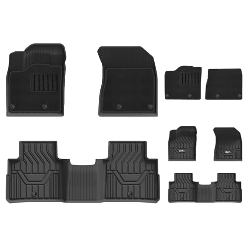 3W Floor Mats & Front Carpet Custom Fit for 2021-2023 2024 2025 Nissan Rogue, TPE All Weather Car Accessories Floor Liner Full Set 1st and 2nd Row Car