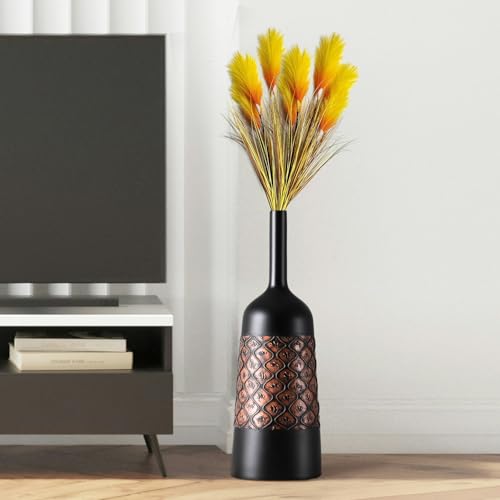Black and Gold Classical Vase 23.2 Inch Tall Floor Decor Vase Luxury Home Decor Large Flower Resin Vases for Entryway Living Room Corner Decorative