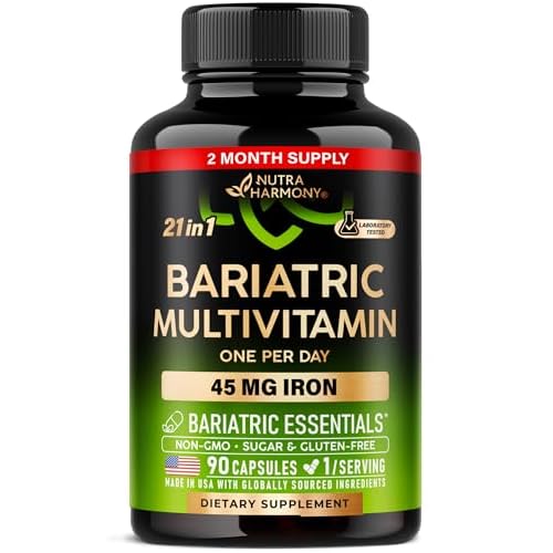 Bariatric Multivitamin - 45 mg Iron Supplements - Made in USA - for Women & Men - All-in-One, 21 Essential Vitamins - Gastric Sleeve Support - Free of