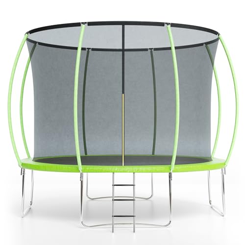 Garvee Outdoor Trampoline with Enclosure & Ladder - ASTM Approved | Sizes 10FT, 12FT, 14FT, 16FT for Kids & Adults (Green, 12FT)