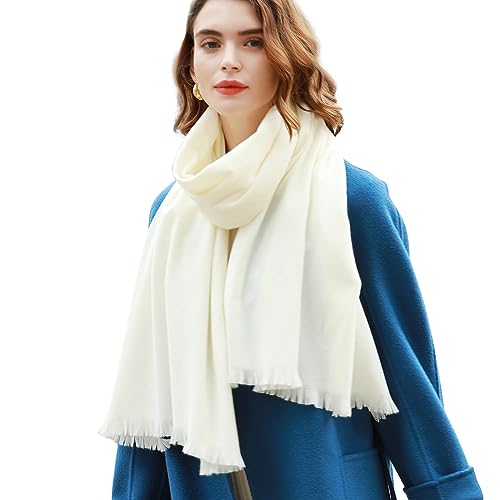 RIIQIICHY Scarfs for Women Pashmina Shawl Wraps for Evening Dresses Women Scarf for Wedding Large Winter Scarves Ivory