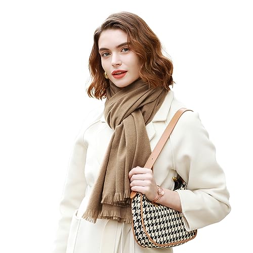 RIIQIICHY Scarfs for Women Pashmina Shawl Wraps for Evening Dresses Women Scarf for Wedding Large Winter Scarves Dark Camel