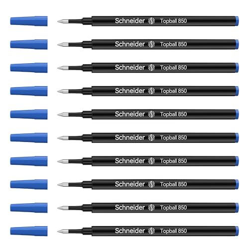 Schneider Rollerball Refill Blue Fine - Smooth Writing Pack of 10 Rollerball Refills Designed for BEILUNER Pens - Safety Non Dry Roller Pen Refill F -