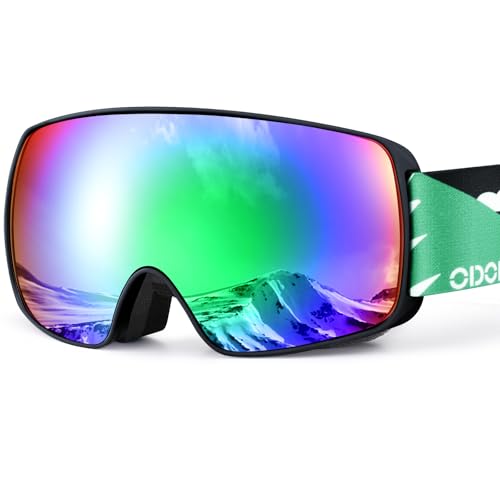 Odoland Gafas de esquí Máscara de snowboard para niños, Anti-UV400, antiniebla, cortavientos, gafas de protección con gran lente OTG esférica imp