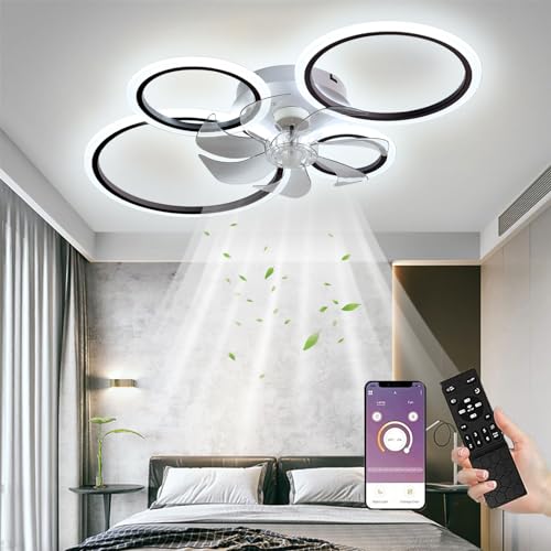 Deckenventilator Mit Beleuchtung,led Deckenleuchte Mit Ventilator Fernbedienung Und APP Leise,96W Dimmbare Deckenlampe Timer Lampe Mit Ventilator Für