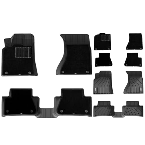 3W Floor Mats & Carpet fit for Porsche Macan(2014-2024 2025), 1st & 2nd Row TPE All-Weather Custom Fit Car Liner, Black Porsche Macan 14-25 Floor Mats