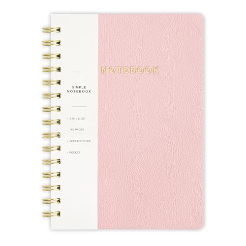 Spiral Notebook, College Ruled Lined A5 Journal Note book 5.75x8.125 inch 160 Pages Writing Journal for Women Dual Spiral Binding Notebook for Office