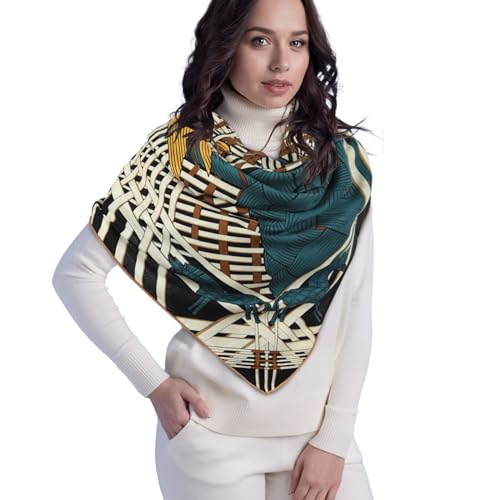 EXTREE Women's Travel Scarf Pashmina Shawls and Wraps Winter Warm Square Large Scarves Made of 60% Wool and 40% Silk Color-04