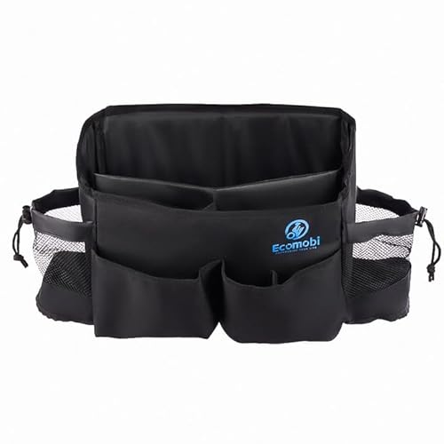 Universal Car Bag - Mobility Scooter Bag - Waterproof, Durable, Multi-Pocket Organiser with Removable Lining for Mobility Scooter, Pushchair - Black