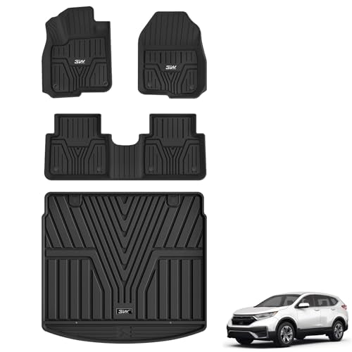 3W Floor Mats & Cargo Liner Fit for Honda CR-V 2017-2022, Honda CRV Accessories TPE All Weather Custom Fit Floor Liner and Cargo Mats in Upper Positio
