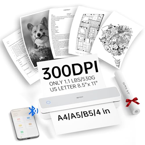 iDPRT Portable Printers Wireless for Travel, Mobile Bluetooth Thermal Printer for Home, Office, Supports 8.5" x 11" US Letter, A4 A5, Compatible with