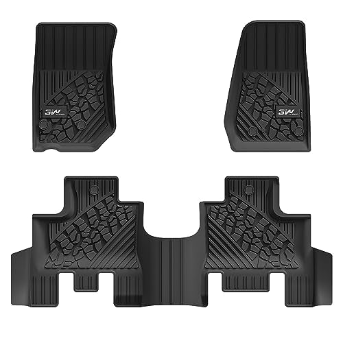 3W Floor Mats Fit for Jeep Wrangler JK 2014-2018 Unlimited 4 Door Only (Non JL or 4XE) TPE All Weather Custom Fit Floor Liner for Jeep Wrangler JK 1st