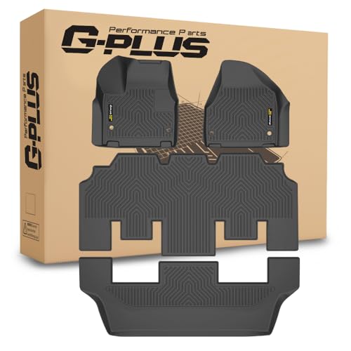G-PLUS Floor Mats Fit for Chrysler Pacifica 2017 2018 2019 2020 2021 2022 2023 2024 2025 (No Hybrid Models),Fit 7 and 8 Passenger Model,TPE All Weathe