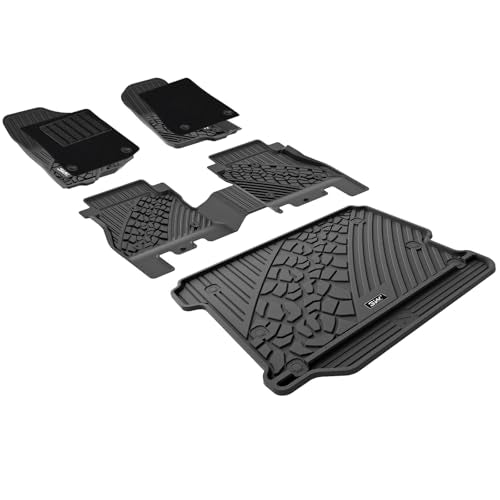 3W Floor Mats&Cargo Liner with Carpets on TOP Fit for Jeep Wrangler JL 2018-2024 2025 Unlimited 4-Door Sahara Willys Rubicon Without Subwoofer(Non JK
