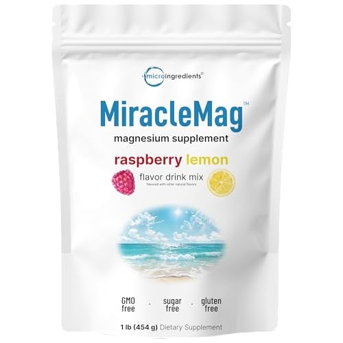 MiracleMag Calm Magnesium Powder, 1lb | Magnesium Citrate Supplement | Sweet Raspberry Lemon Flavored | Calm & Relaxation Mineral Support | Easily Abs