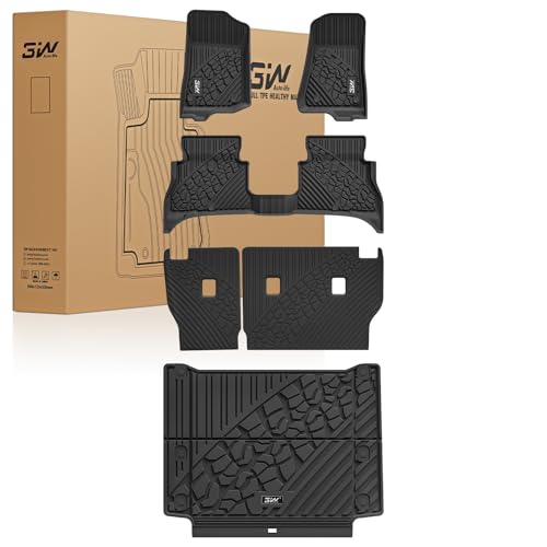3W Floor Mats & Cargo Liner & Backrest Mats for Jeep Wrangler 4XE 2021-2024 2025 (Non JL-JK), All Weather TPE Rubber Heavy Duty Wrangler 4XE Accessori