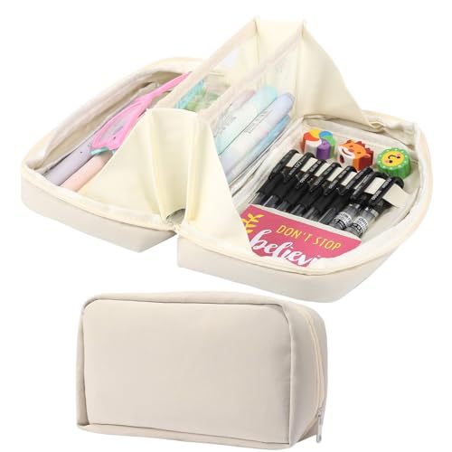 ONEDONE High Capacity Pencil Case Large Storage Pen Pencil Pouch Pencils Bag 3 Compartments Pens Box Organizer Cases Asthetic School Supplies for Teen