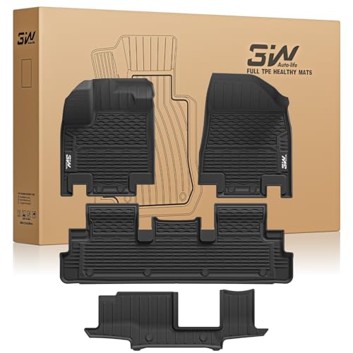 3W Floor Mats for Nissan Pathfinder 2022 2023 2024 2025 (Only fit 8 Passenger Models), 3 Rows,TPE All Weather Protection Car Floor Liners Accessory,Bl