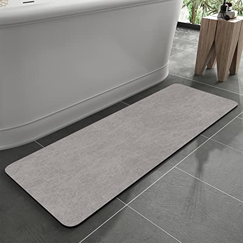MontVoo -Bath Mat Rug-Rubber Backing Non Slip Quick Dry Absorbent Thin Bathroom Rugs Fit Under Door-Faux Suede Surface Bathroom Floor Mats-Shower Rug