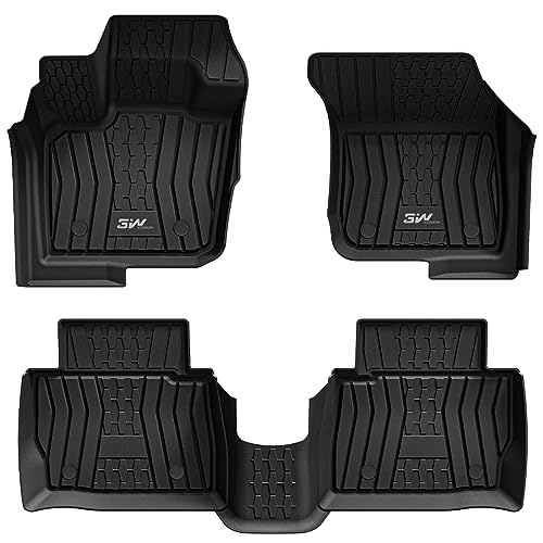 3W Floor Mats Fit 2017-2020 Ford Fusion (Include Hybrid) & Lincoln MKZ All Weather TPE Custom Fit Floor Liner, 1st & 2nd Row Full Set Car Liners Black