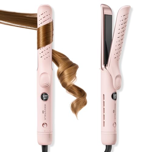 Wavytalk Airflow Styler Whirlwind Curl, Hair Straightener and Curler 2 in 1, Upgraded Curling Iron & Flat Iron Achieve One Pass Curl, Less Damage to H
