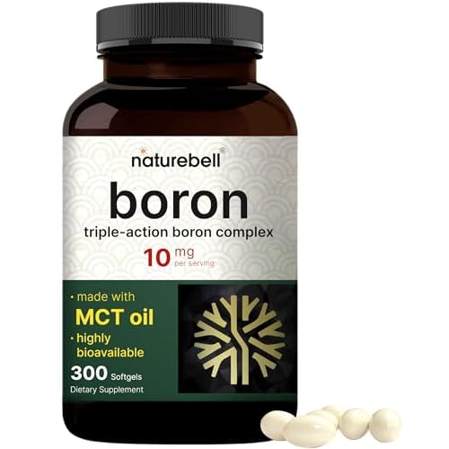 Boron 10mg, 300 Softgels with MCT Oil | High Absorption | Triple Action Boron Supplement for Men & Women | Glycinate, Citrate, & Aspartate Complex | T