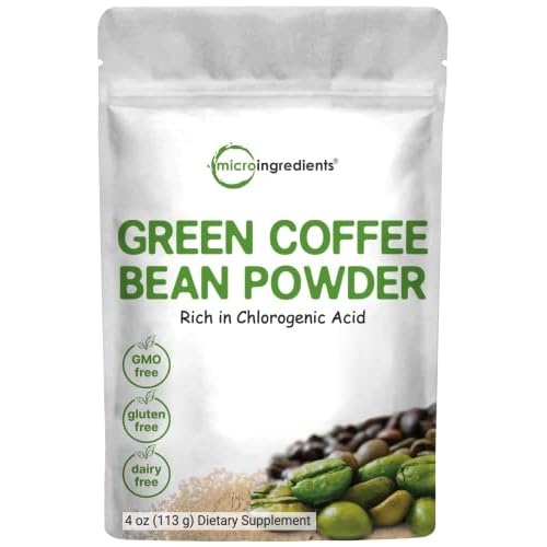 Pure Green Coffee Bean Extract, 4 Ounce, Filler Free with Natural Caffeine, Green Coffee Bean Fat Burn Supplement with 50% Chlorogenic Acid, Supports