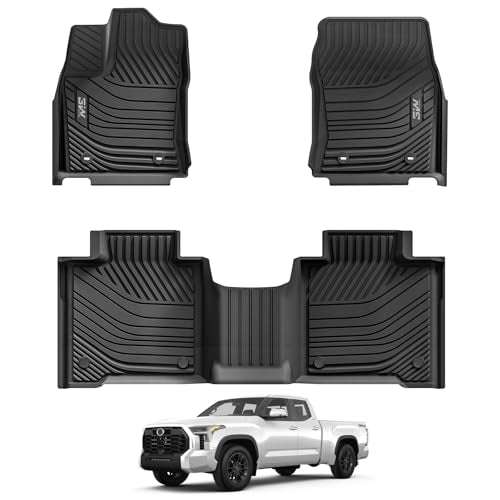 3W Floor Mats Fit 2022-2026 Toyota Tundra (Only for CrewMax Cab), TPE All Weather Custom Fit Floor Liner for Tundra SR-SR5-TRD PRO-Limited-Platinum-Ca