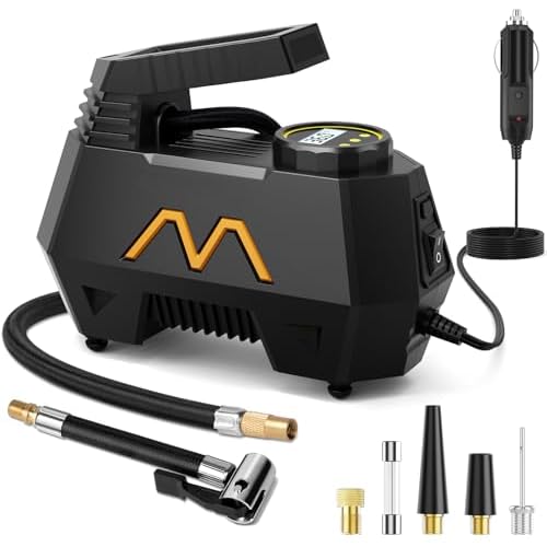 Tire Inflator Portable Air Compressor, 150PSI Tire Air Pump for Car Tires, Car Accessories, Auto Pump 12V DC with Digital Pressure Gauge and LED Light