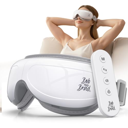 Bob and Brad Augenmassagegerät mit Fernbedienung, EyeOasis 2 Plus Eye Massager mit Wärme, Kompression und Musik, Elektrische Massagebrille zur Linde