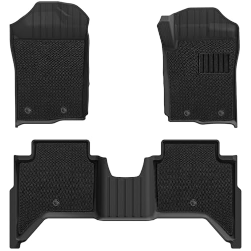 3W Floor Mats & Carpet Fit for Ford Ranger T9 2023 2024 2025 Wildtrak-Raptor, All Weather Dog Friendly Mats TPE Custom Fit Ford Ranger, Waterproof Non