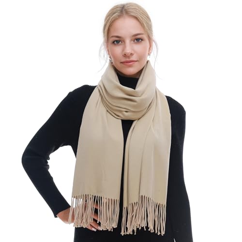 RIIQIICHY Scarf for Women Scarves and Wraps Winter Warm Pashmina Shawl for Cold Weather Beige