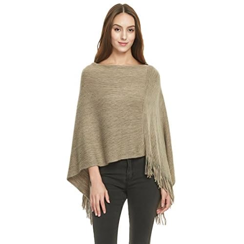 Ferand Women's Lightweight Poncho Sweater Versatile Shawl Wraps Holiday Gifts for Women 2024 One Size Khaki