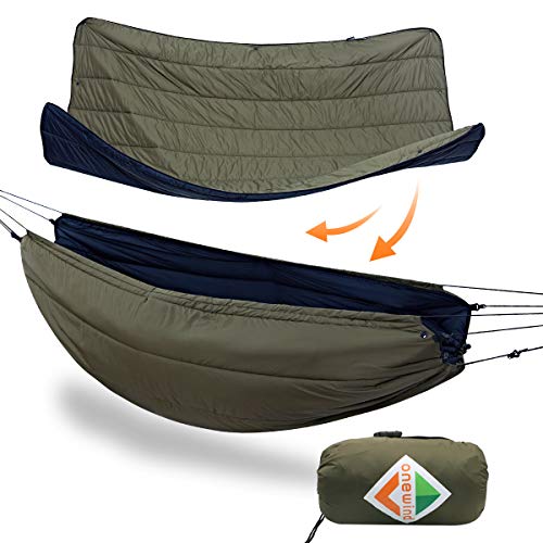 onewind Double Hammock Underquilt Warm Insulation Ultralight 3-4 Season Camping Quilt, Portable for Hiking, Backpacking Od Green Combo 82" * 52", 10F-