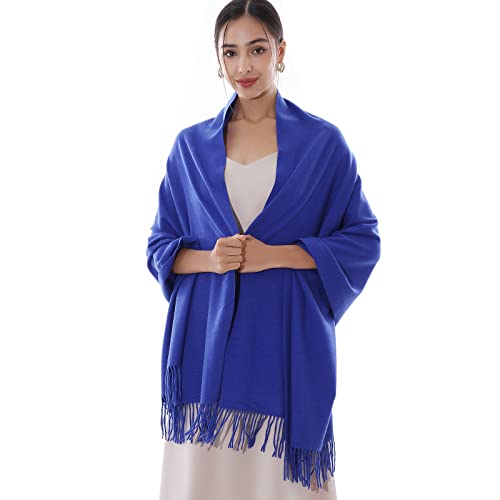 RIIQIICHY Winter Scarfs for Women Pashmina Shawls Wraps for Evening Dresses Large Warm Soft Scarves Royal Blue